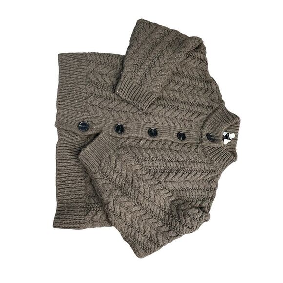 Something Navy Small Cable Knit Brown Long Sleeve Sweater Cardigan Rust Crew - Picture 3 of 10